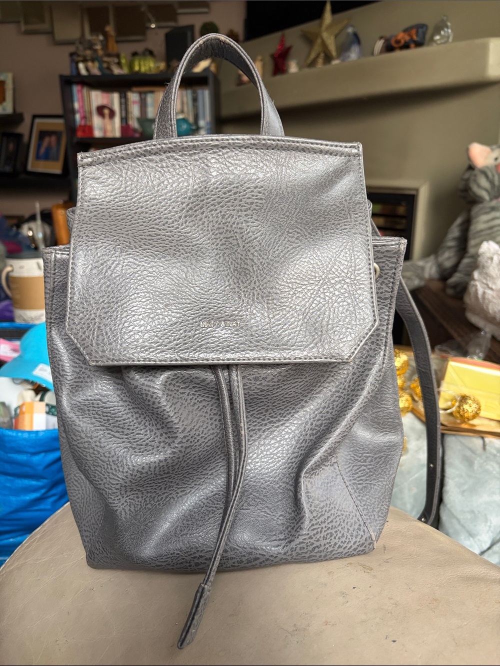 Matt & Nat Mumbai Light Grey Backpack Vegan Leather.  New!